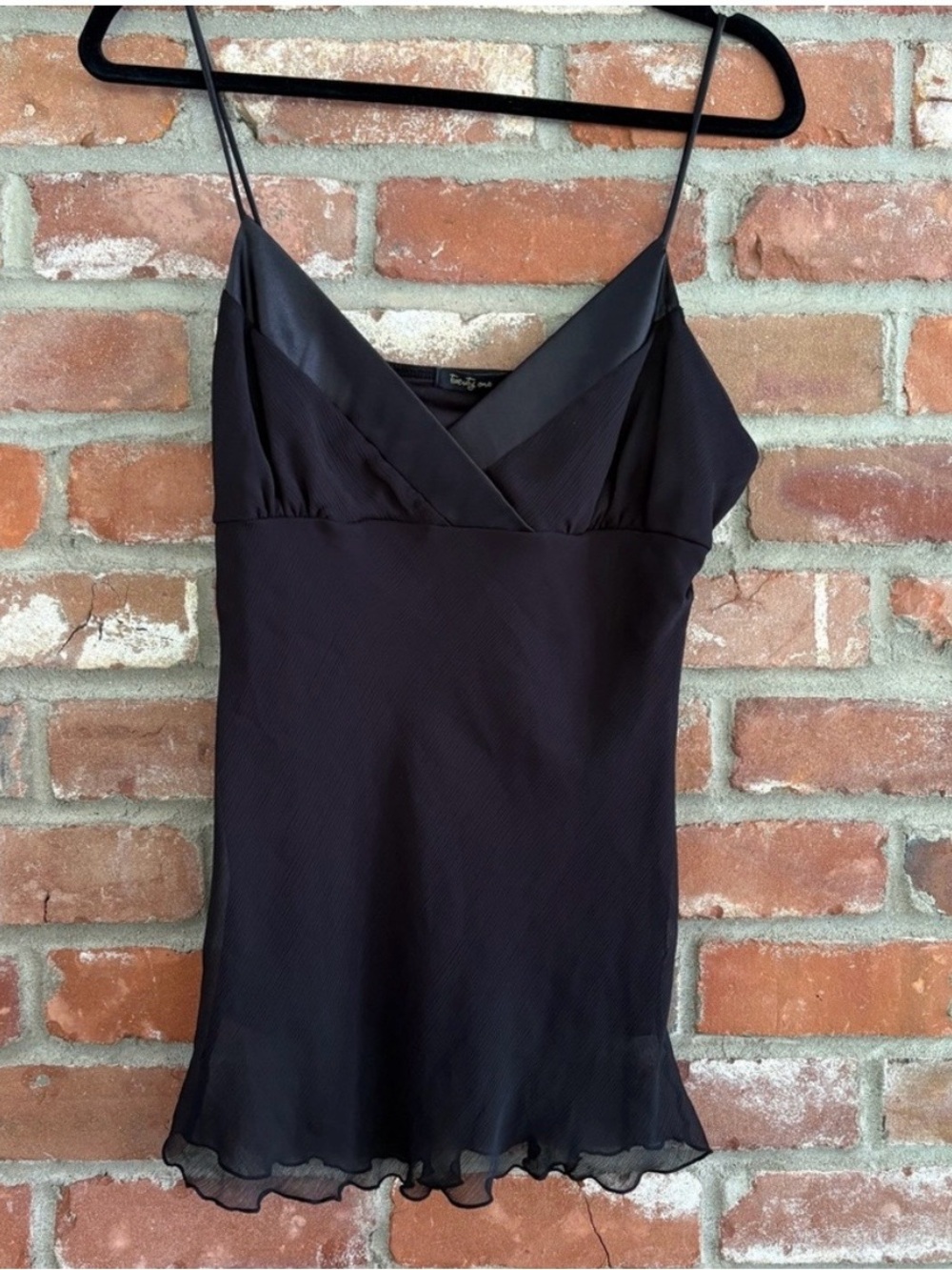 Forever 21 Vintage Y2K Spaghetti Strap Tank Top Black Dressy Sleeveless Large
